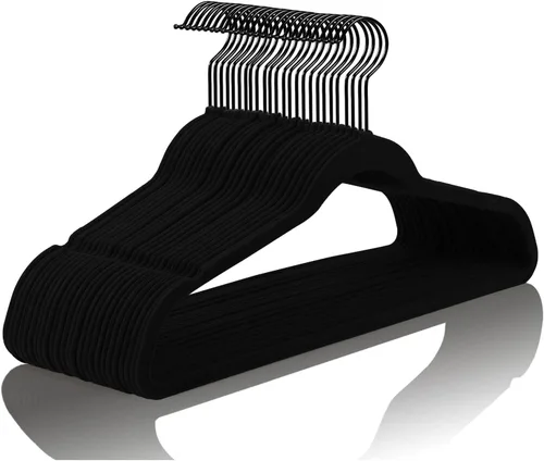 Vista 31 de MIZGI Perchas de Terciopelo Premium (Paquete de 50) Resistentes - Perchas de Fieltro Antideslizantes - Percha de Traje de Terciopelo Marfil