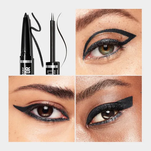 Vista 2 de REVLON Delineador líquido y lápiz Kohl ahumado, maquillaje de ojos ColorStay Line Creator, impermeable y resistente a la transferencia, opaca, 0.004