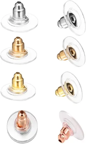 Vista 7 de DSOMHZ Parte trasera de aretes para orejas caídas/tachuelas/aretes pesados, 100 piezas de levantadores de aretes de bala (plata y oro)