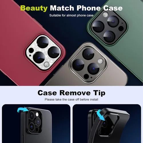 Vista 5 de WSKEN for iPhone 15 Pro/iPhone 15 Pro Max Camera Lens Protector, Matte Alloy [Shatterproof Test] 9H Tempered Glass Camera Screen Protector Scratch