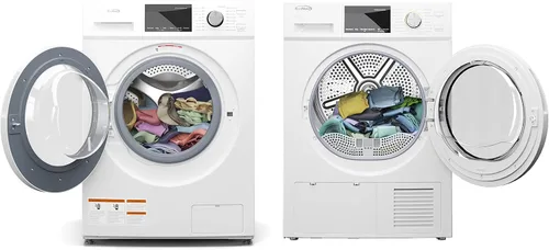 Vista 10 de KoolMore Paquete de lavadora + secadora de gran capacidad: lavadora de carga frontal de 4.5 pies cúbicos [120 V] (FLW-5CWH) + secadora de carga