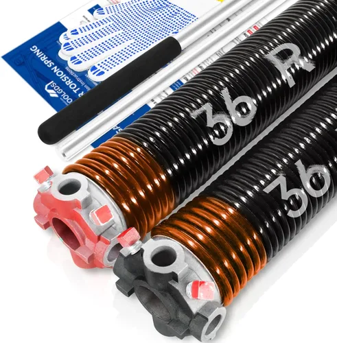 Vista 23 de Par de resortes de torsión para puerta de garaje de 2 pulgadas con barras de bobinado antideslizantes y guantes, electroforesis de alta precisión