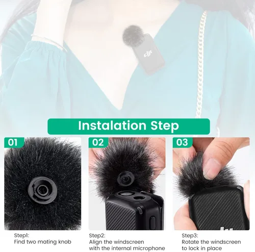 Vista 5 de Micrófono para parabrisas compatible con micrófono de solapa inalámbrico DJI MIC, funda peluda (paquete de 2)