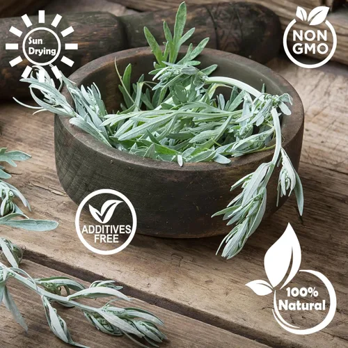 Vista 2 de TEARELAE - Hojas secas de hierba de artemisa natural - 4 oz/114 g - Té de artemisa Hoja suelta - Sin OMG, sin azufre - Hierbas secas 100% puras