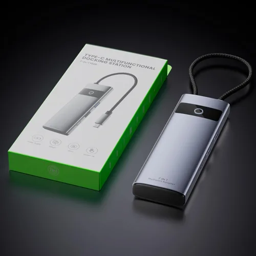 Vista 8 de Hub USB C 7 en 1, adaptador HDMI 4K 30Hz, estación de acoplamiento USB-C con PD de 100 W, lector de tarjetas TFMicroSD, puertos USB-A 2.0, 3.0, tipo