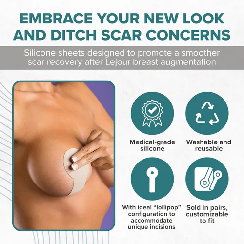 Vista 2 de EpiDerm Areopexy - Láminas de silicona para cicatrices – Cinta de silicona de grado médico para cirugía de mama – Reutilizable, lavable