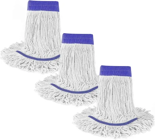 Vista 9 de Cabezal de trapeador de cuerda comercial con extremo de bucle, cabezales de trapeador de algodón, diadema de 6 pulgadas, repuesto de cabezal