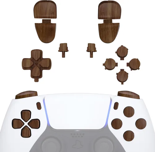 Vista 23 de eXtremeRate Juego de teclas de reemplazo D-pad R1 L1 R2 L2, botones de compartir, opciones, frontales, juego completo de teclas negras compatibles