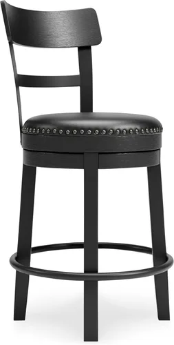 Vista 17 de Signature Design by Ashley Valebeck Taburete de bar giratorio moderno de 24.5 pulgadas con altura de mostrador – lavado blanco rústico-industrial