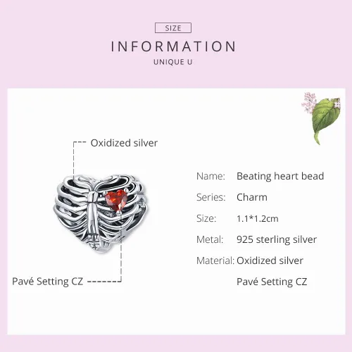 Vista 6 de BABAMIA Dijes de corazón con dije de rosa para pulseras cuentas de plata de ley 925 se adapta a pulseras y collares pavimentados con circonita