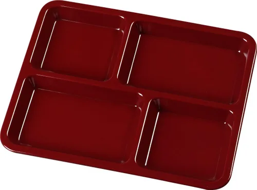 Vista 7 de Carlisle FoodService Products Bandeja de Cafetería / Comida Rápida para Mano Derecha de 4 Compartimentos, 8.5" x 11", Arándano Rojo Oscuro