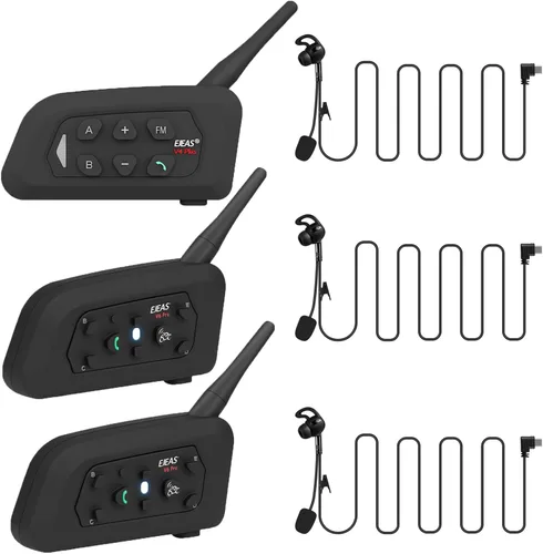 Vista 5 de MIMIRACLE Auriculares de árbitro, sistema de comunicación de árbitro con auriculares, intercomunicador Bluetooth V6 para fútbol, balonmano, 1 paquete