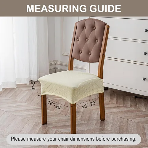 Vista 4 de Genina Juego de 2 fundas de asiento impermeables para sillas, fundas de asiento para sillas de comedor para cocina, fundas elásticas de jacquard