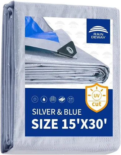 Vista 94 de RAINDEWAY Tarps - Lona impermeable de color azul de 4 x 16 pies de grosor, resistente a desgarros, multiusos, para techo, campamento, automóvil
