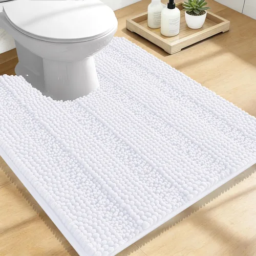 Vista 59 de OLANLY Alfombras de Baño Gruesas de 47 x 20 pulgadas, Extra Suaves Absorbentes de Chenilla a Rayas, Respaldo de Goma, Lavables y Secables a Máquina