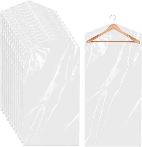Vista 9 de 20 paquetes de bolsas de ropa para colgar ropa Bolsas de ropa de plástico Bolsas transparentes para ropa Bolsas para tintorería Bolsas de ropa