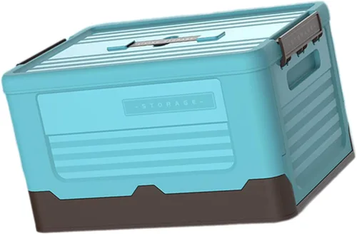 Vista 14 de Foldable Storage Crate Portable Folding Plastics Bin With Lid Space Saving Book Organizers Dorm Room Organization Supplies Office Storage Accessory