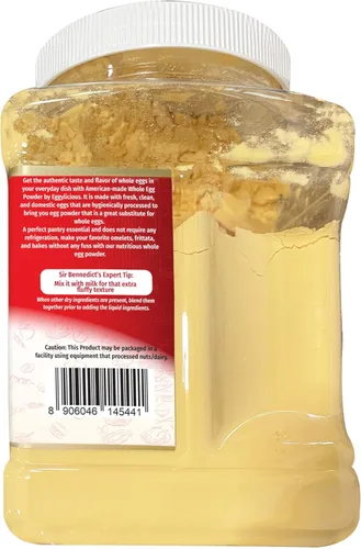 Vista 3 de Polvo de huevo entero Eggylicious, polvo proteico natural seco, hecho con huevos frescos, mezcla de clara y yema, pasteurizado, sin transgénicos