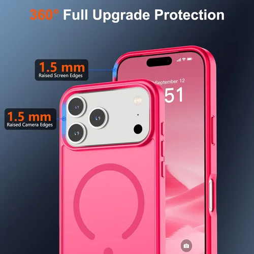 Vista 812 de SUPFINE - Funda magnética para iPhone 13 Pro Max (compatible con MagSafe), (protección contra caídas de grado militar de 10 pies), delgada, Negro