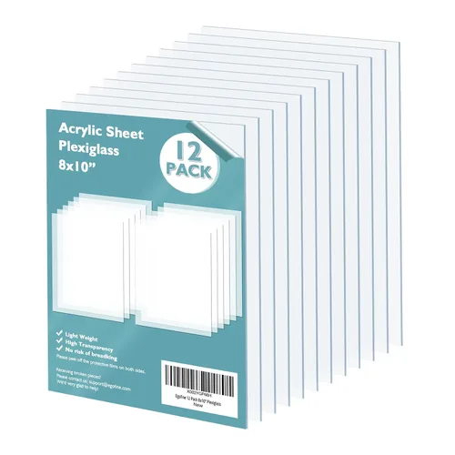 Vista 46 de Egofine Láminas de Plexiglás Láminas de Acrílico Paquete de 12 de 8.5x11'' 0.04 de Grosor Plástico Transparente Fundido Cristal Plexi Transparente