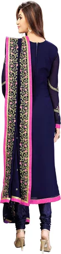 Vista 2 de TRENDMALLS Conjunto de traje de Salwar indio Georgette bordado indio Salwar vestido étnico Azul