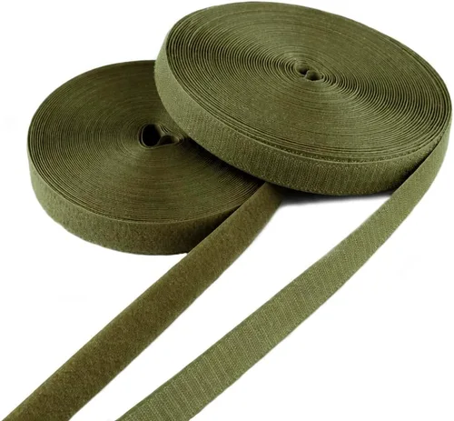 Vista 72 de Cinta de velcro beige de nailon de 1 pulgada de ancho, no adhesiva, 5 yardas de longitud, juego de cierres de cinta entrelazada para bolsos, ropa