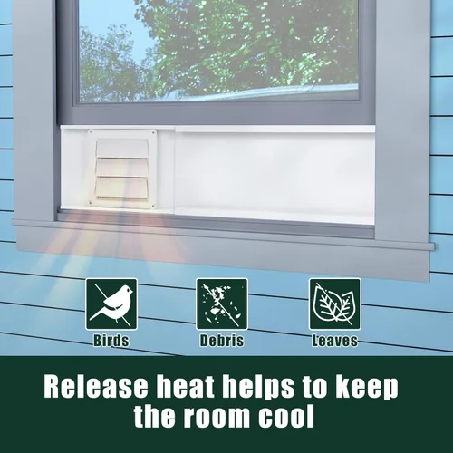 Vista 6 de Flehomo Kit de ventana de ventilación de secadora, incluye cubierta de ventilación de secadora con solapas móviles, kit de ventilación de secadora