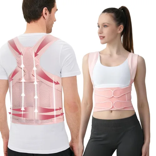 Vista 10 de Corrector de postura para mujeres y hombres, enderezador de hombro ajustable con soporte completo de espalda para dolor de espalda superior e