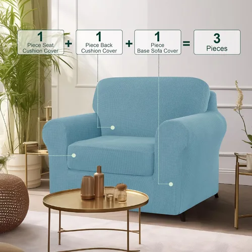 Vista 63 de CHUN YI Fundas para sofá de 7 piezas, lavables, fundas elásticas para sofá de 3 cojines con respaldo y fundas de cojín separados, protector