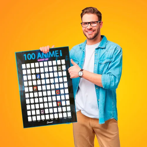 Vista 6 de scrachit Top 100 Anime Scratch Off Poster - 23x17 - Lista de deseos del desafío