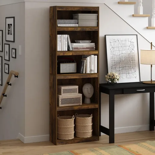 Vista 23 de Furinno Jaya Simply Home Librería abierta de 6 niveles, roble francés