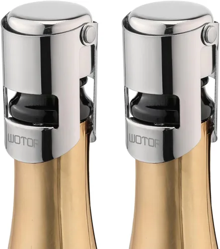 Vista 13 de WOTOR Tapones de Champán de Acero Inoxidable - Tapones de Botella de Champán con Sello de Silicona, Corcho Reutilizable y Ahorrador, Adecuados