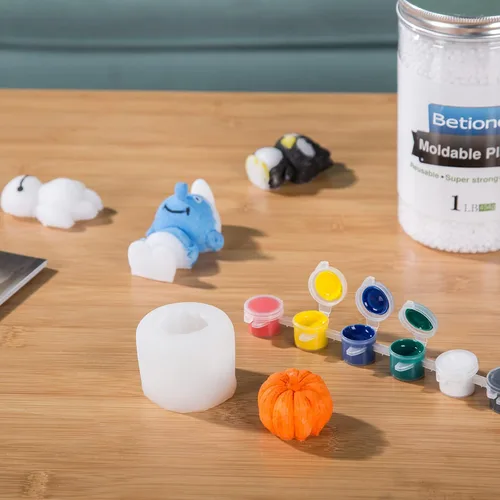 Vista 4 de Betionol Arcilla de plástico moldeable, 1 libra/16 onzas, arcilla blanca para modelar, cuentas termoplásticas para hacer actividades creativas