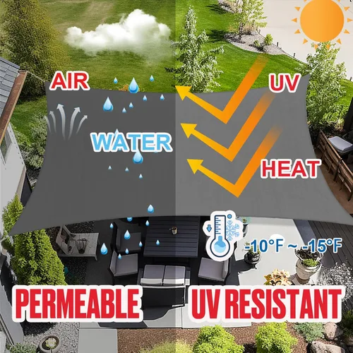 Vista 2 de Amagenix Toldo parasol rectangular de 10 x 18 pies, color gris oscuro, con bloqueo UV, toldo transpirable para actividades al aire libre