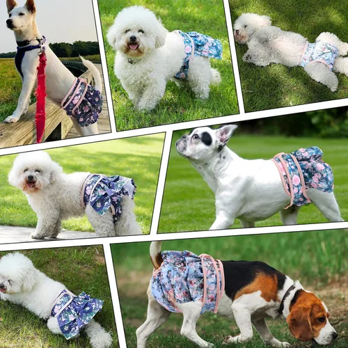 Vista 5 de NOYAL Pañales lavables para perras, reutilizables, de alta absorción, a prueba de fugas, paquete de 3