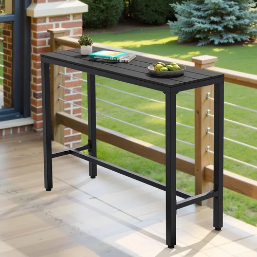 Vista 2 de Crestlive Products Mesa de bar al aire libre, mesa rectangular de 43 pulgadas de altura de mostrador de patio, mesa de pub alta con parte superior