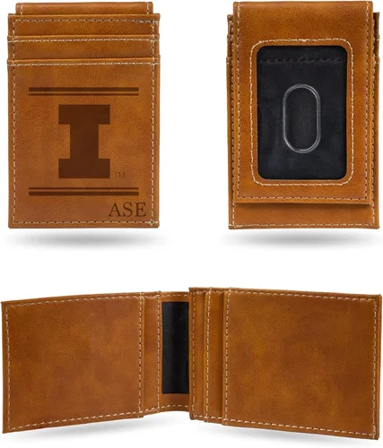 Vista 54 de Rico Industries NCAA Arizona State Sun Devils Brown - Cartera de bolsillo frontal personalizada con grabado láser - Delgada/ligera - Gran artículo