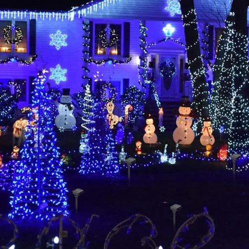 Vista 2 de Dazzle Bright Paquete de 2 tiras de luces solares para exteriores, total de 80 pies, 240 luces LED solares impermeables, 8 modos, luces de alambre