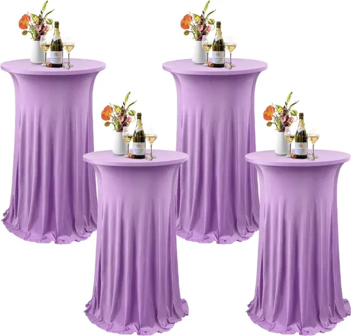 Vista 14 de ANMINY Highboy - Fundas para mesa de cóctel de elastano con falda con volantes, mantel de cóctel elástico ajustable para mesas redondas de 32 Negro