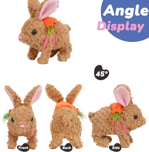 Vista 217 de Hopearl - Juguete de peluche electrónico interactivo de conejo con orejas LED, sonidos y movimientos; camina, se menea e ilumina las orejas, mueve