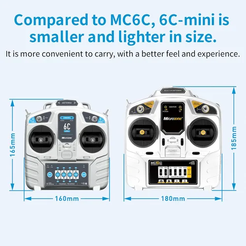 Vista 5 de GoolRC MicroZone - Transmisor y receptor RC de 6 canales compatible con MC6RE, E6R-E, MC7RB y MC9002 Controlador de radio de 2.4 GHz para SU27 RC