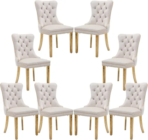 Vista 99 de Rhomtree Silla de comedor copetuda moderna de terciopelo para comedor, sillas de comedor tapizadas con diseño de remache de clavo, anillo trasero