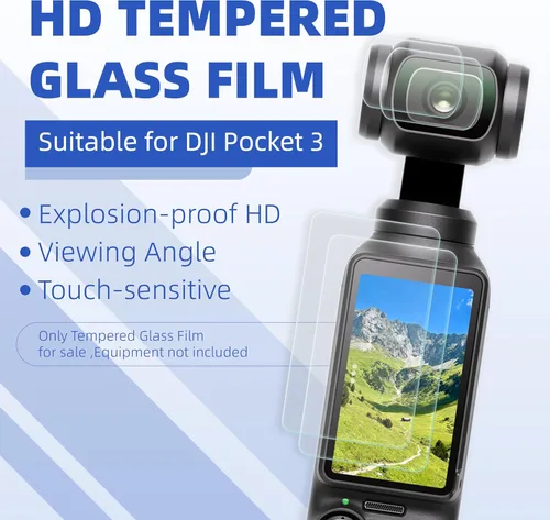 Vista 7 de DJI Osmo Pocket 3 Protector de pantalla, resistente a los arañazos Ultra-HD de vidrio templado LCD y protector de lente para DJI Osmo Pocket 3, kit