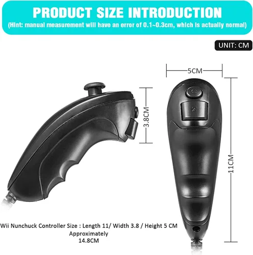 Vista 3 de 2 Pack Nunchuck Controller for Wii, MODESLAB Gampad Joystick Remote Replacement Compatible for Wii Wii U Game (BlackRed)