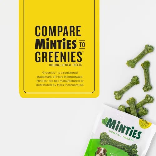 Vista 2 de Minties Masticables dentales para perros, 120 unidades, recomendados por veterinarios, golosinas dentales con sabor a menta para perros