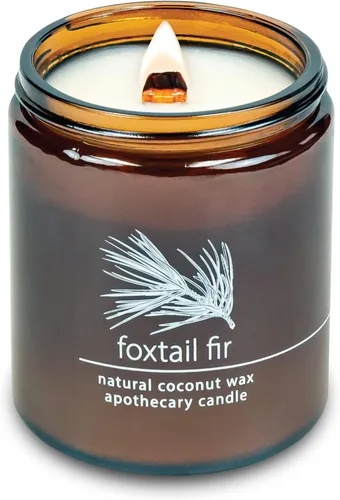 Vista 90 de Vela de mecha de madera agrietada Hemlock Park hecha a mano con cera de coco natural (grande de 16 oz, ámbar)