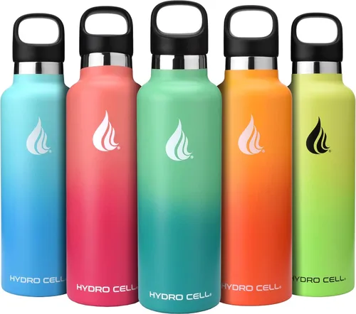 Vista 9 de HYDRO CELL Botella de agua de acero inoxidable con sorbete y 2 tapas estándar de boca (32 onzas, 24 onzas, 20 onzas, 16 onzas), mantiene