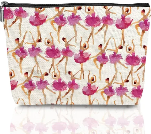 jeilink Girl Loves Dance - Bolsa de maquillaje para bailar, regalo divertido para amantes del ballet, regalos elegantes para bailar, mujeres,