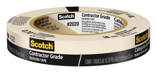 Scotch Cinta de Enmascarar Grado Contratista, 0.7 pulg. x 60.1 yardas, 1 rollo, Remoción Limpia Interior de 3 Días, Se Remueve Fácilmente Sin Dejar