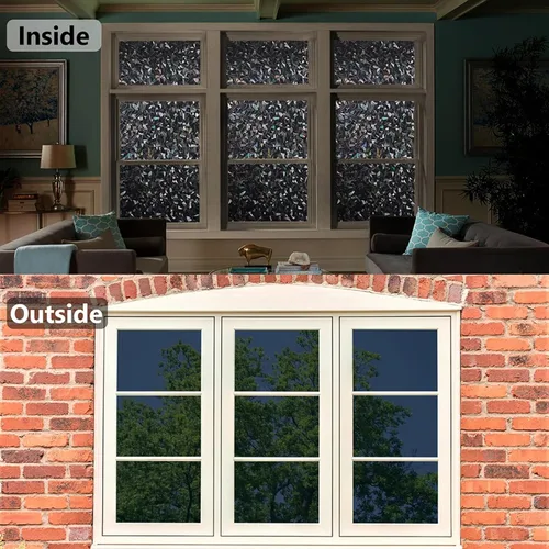 Vista 6 de LEMON CLOUD Película estática opaca para ventana, privacidad total, adhesiva, película decorativa esmerilada para ventana, tinte de oscurecimiento